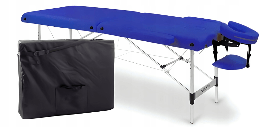 Masážní stůl ZENET, hliníkový, skládací, nastavitelný, profesionální, s krytem, ​​ZET-1044/S-NAVY BLUE