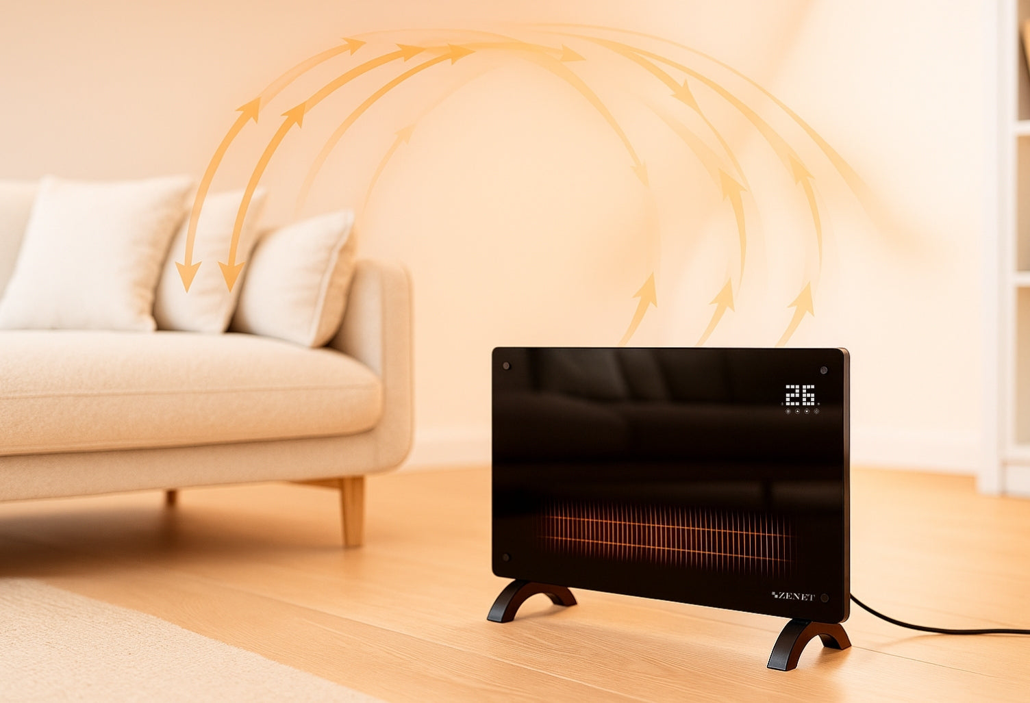 Dekorativní skleněný konvektor Zenet 530, úsporný 2000 W