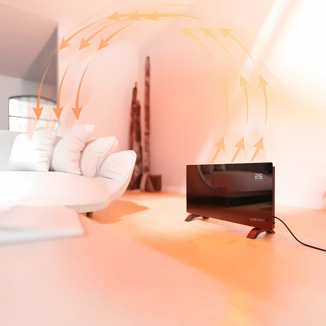Dekorativní skleněný konvektor Zenet 530, úsporný 2000 W