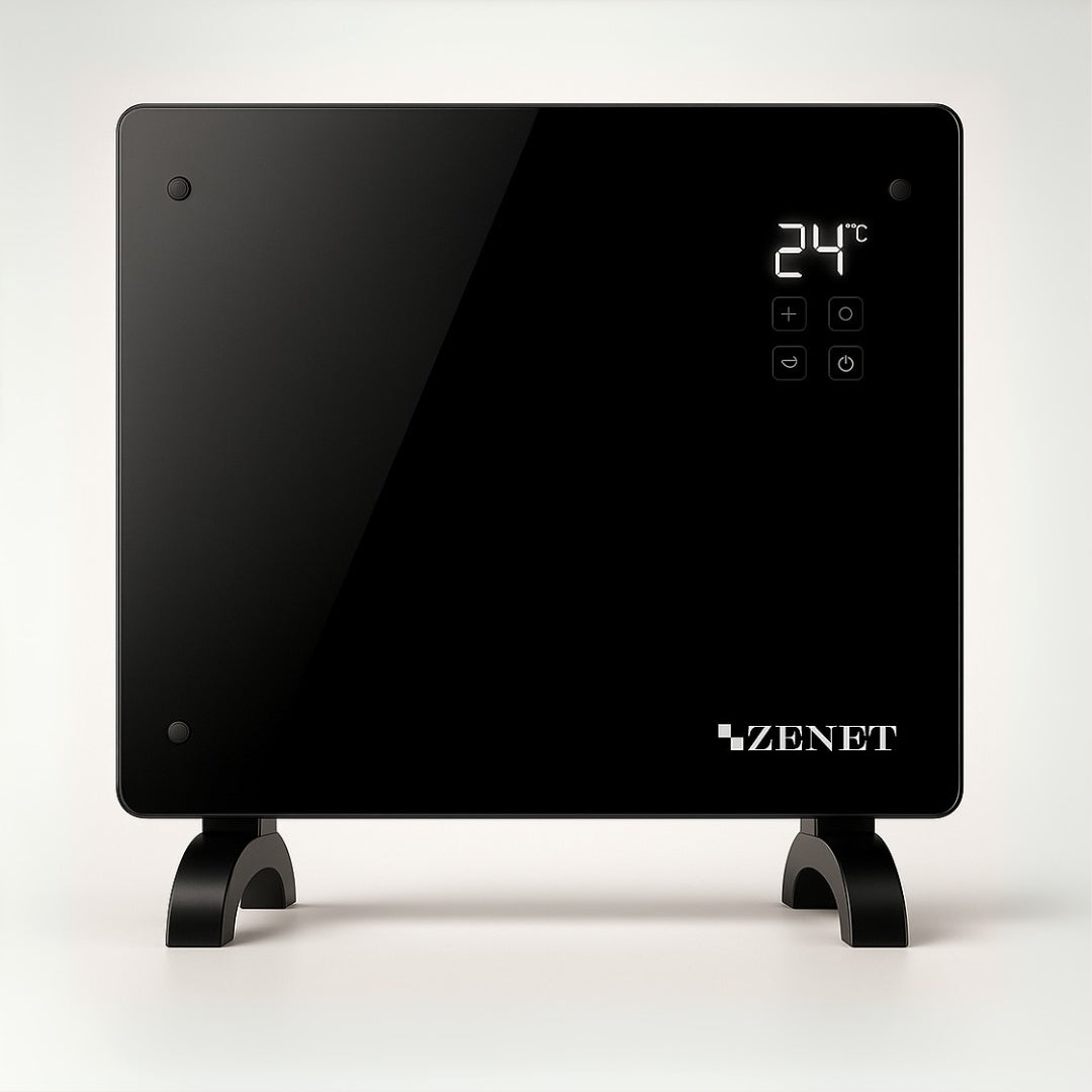 Dekorativní skleněný konvektor Zenet ZET-523, černý