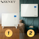 Skleněný konvektor Zenet ZET-526, bílý, 1500 W